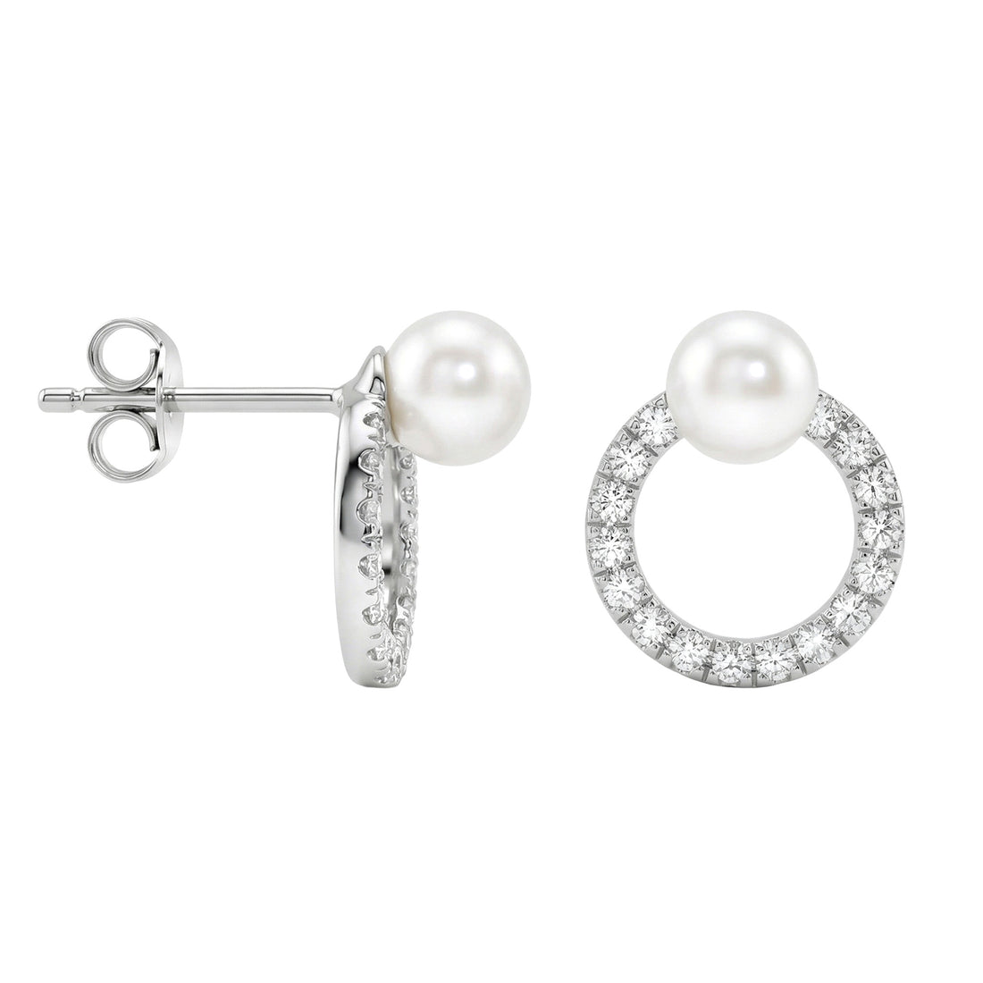 Haupt- und Seitenansicht von Kreis Perlen Ohrstecker in 925 Silber von Sofia Milani - E2234