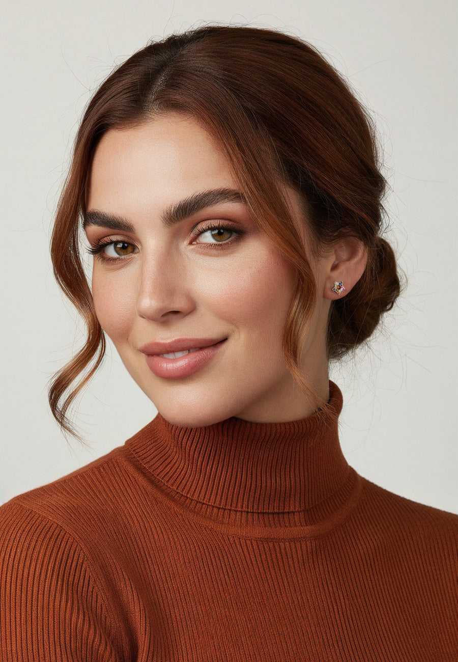 Model Ansicht von Stern Ohrstecker in 925 Silber von Sofia Milani - E2237