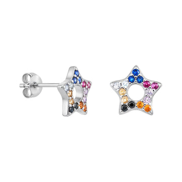 Haupt- und Seitenansicht von Stern Ohrstecker in 925 Silber von Sofia Milani - E2237