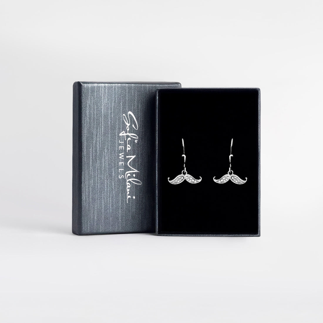 Boxansicht von Schnurrbart Ohrhänger in 925 Silber von Sofia Milani - E2244