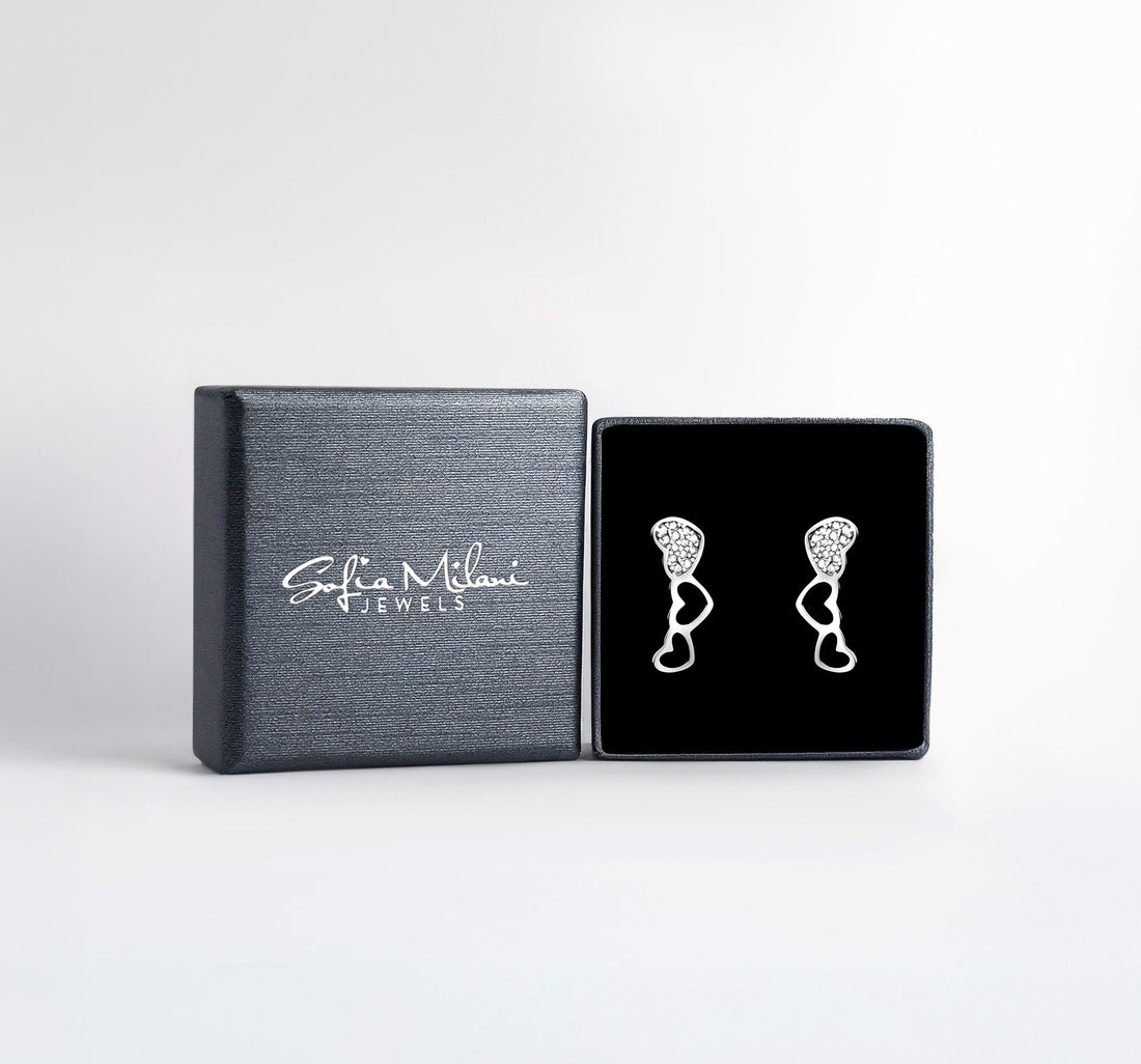 Boxansicht von Herz Ohrstecker in 925 Silber von Sofia Milani - E2248