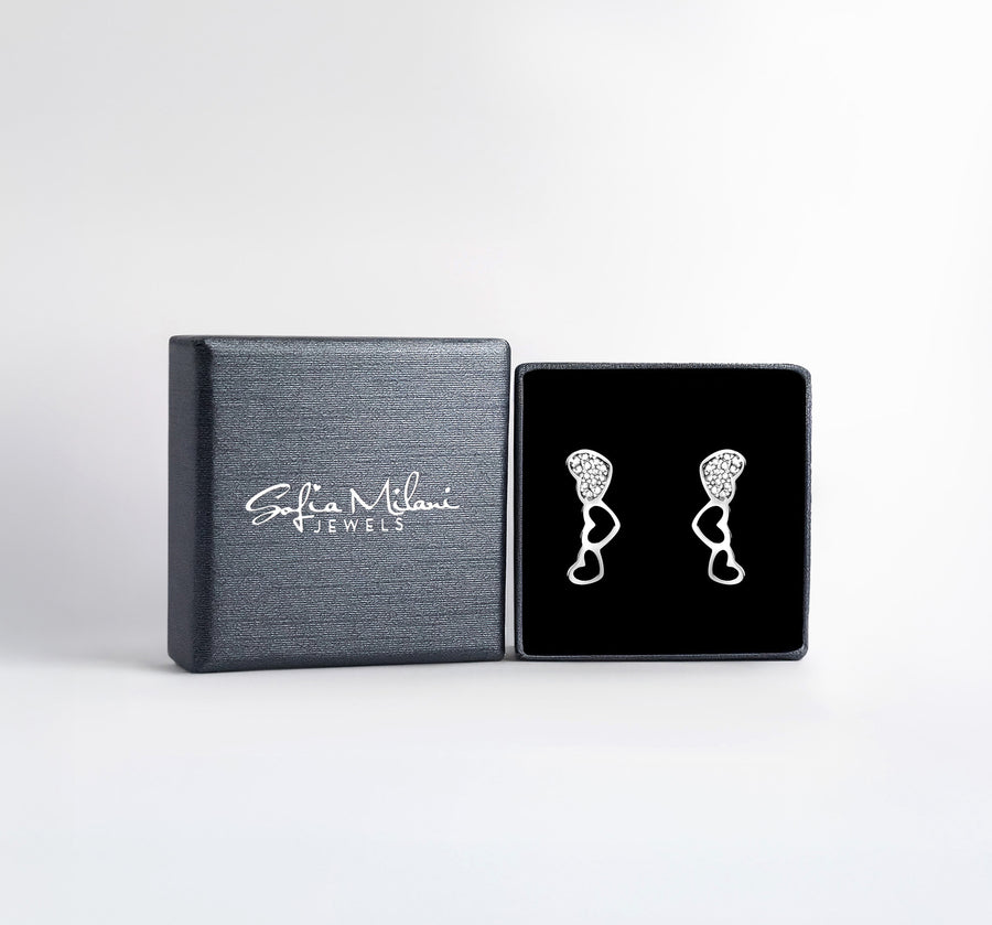 Boxansicht von Herz Ohrstecker in 925 Silber von Sofia Milani - E2248