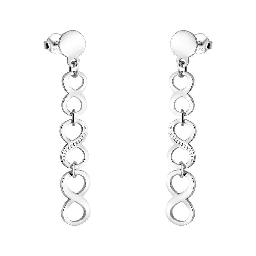 Haupt- und Seitenansicht von Kreis Unendlich Infinity Ohrhänger in 925 Silber von Sofia Milani - E2250