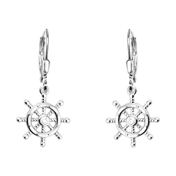 Haupt- und Seitenansicht von Schiffsrad Ohrhänger in 925 Silber von Sofia Milani - E2252