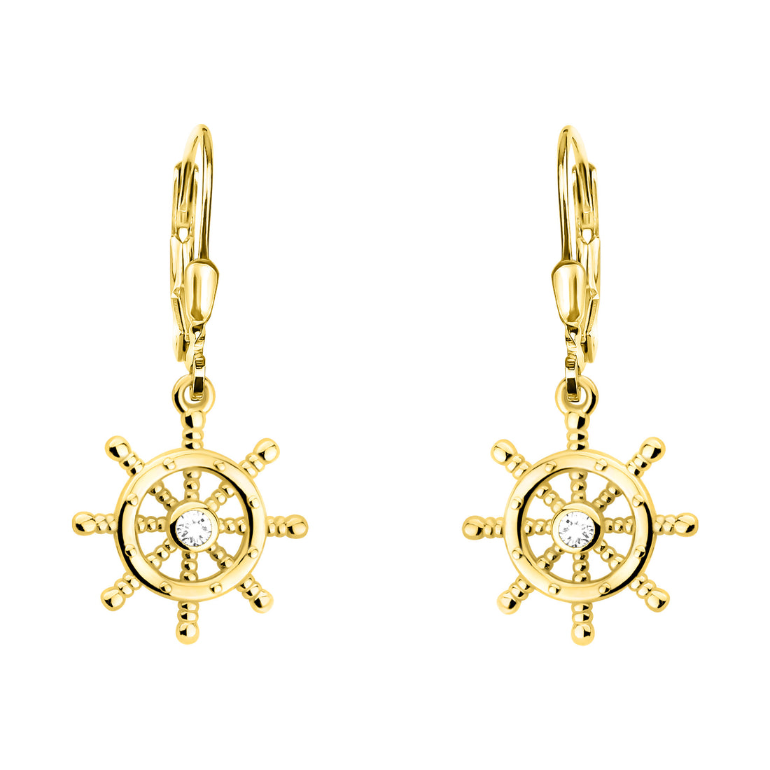 Haupt- und Seitenansicht von Schiffsrad Ohrhänger in 925 Silber von Sofia Milani - E2253