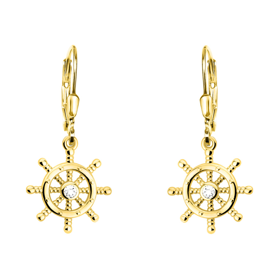 Haupt- und Seitenansicht von Schiffsrad Ohrhänger in 925 Silber von Sofia Milani - E2253