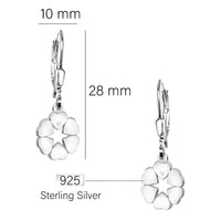 Maßenansicht von Herz Blumen Ohrhänger in 925 Silber von Sofia Milani - E2254