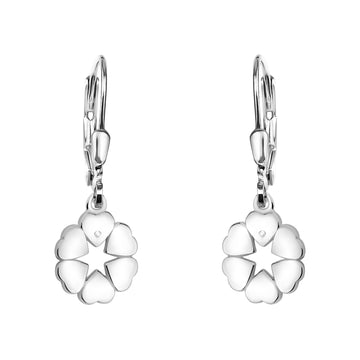 Haupt- und Seitenansicht von Herz Blumen Ohrhänger in 925 Silber von Sofia Milani - E2254