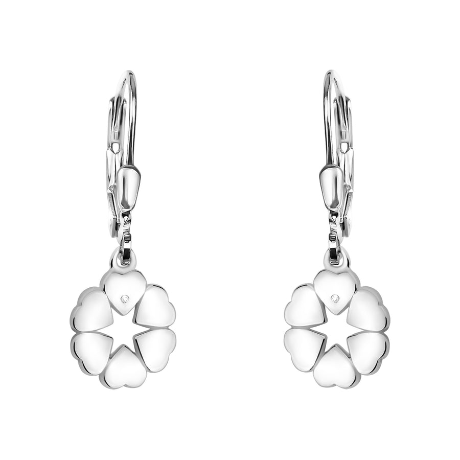Haupt- und Seitenansicht von Herz Blumen Ohrhänger in 925 Silber von Sofia Milani - E2254