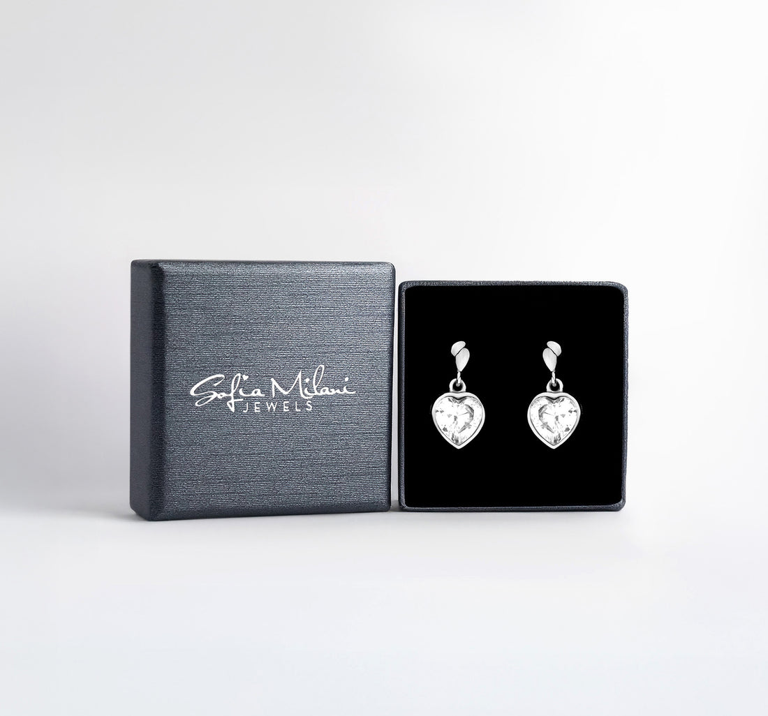 Boxansicht von Herz Ohrstecker in 925 Silber von Sofia Milani - E2258