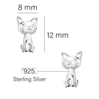 Maßenansicht von Katzen Ohrstecker in 925 Silber von Sofia Milani - E2260