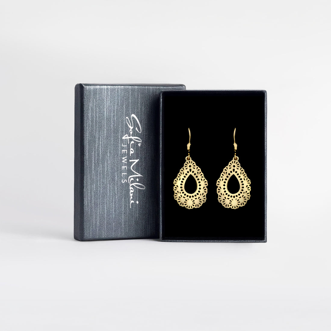 Boxansicht von Ornamenten Ohrhänger in 925 Silber von Sofia Milani - E2263