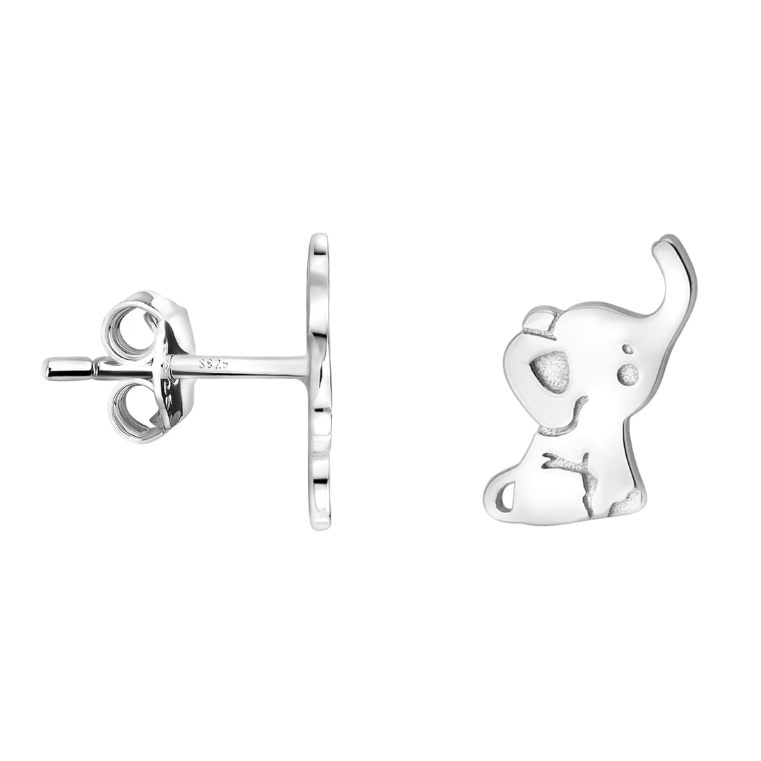 Haupt- und Seitenansicht von Elefant Ohrstecker in 925 Silber von Sofia Milani - E2264