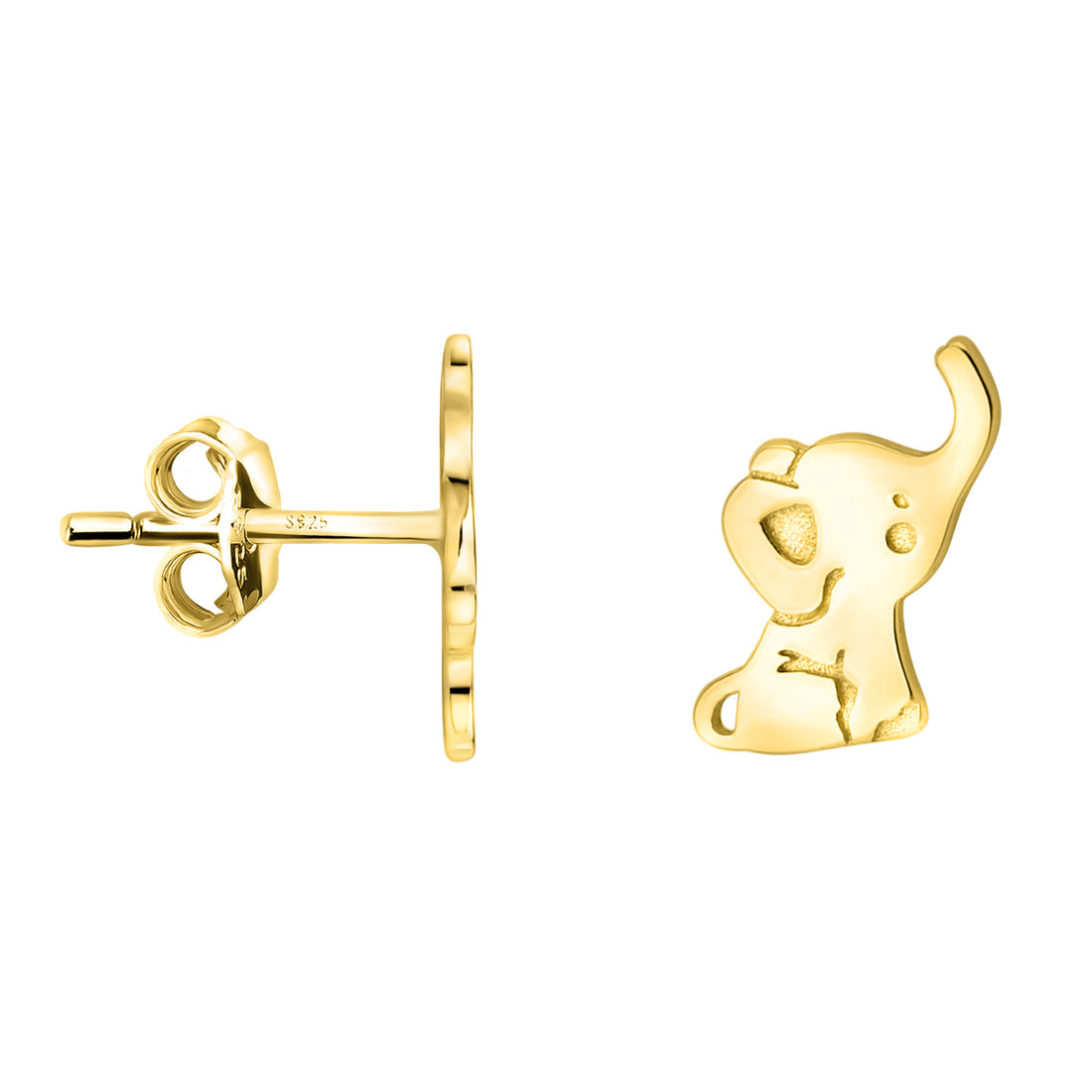 Haupt- und Seitenansicht von Elefant Ohrstecker in 925 Silber von Sofia Milani - E2265
