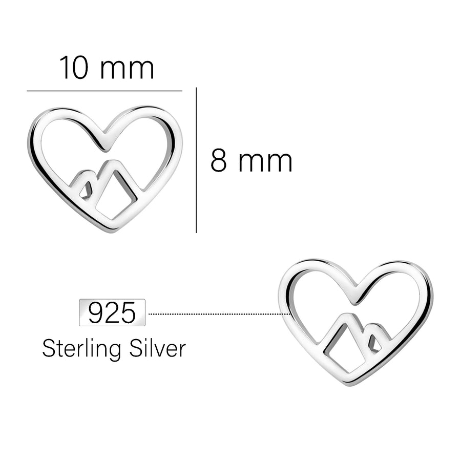 Maßenansicht von Herz Ohrstecker in 925 Silber von Sofia Milani - E2266