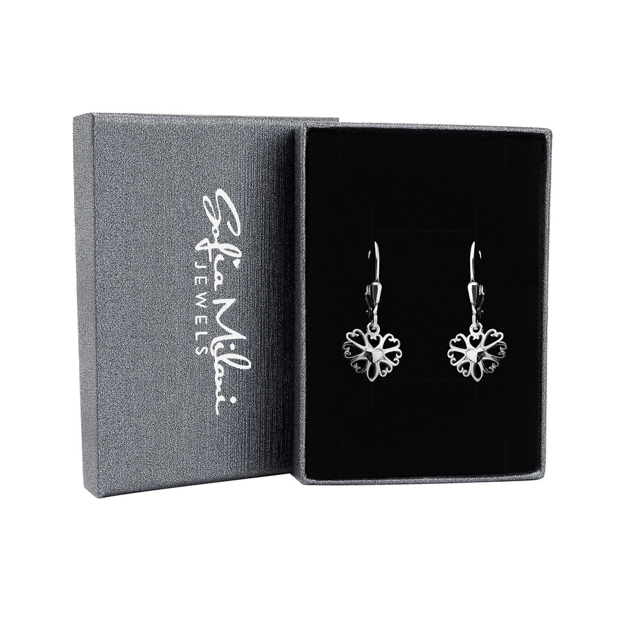 Boxansicht von Herz Blumen Ohrhänger in 925 Silber von Sofia Milani - E2270