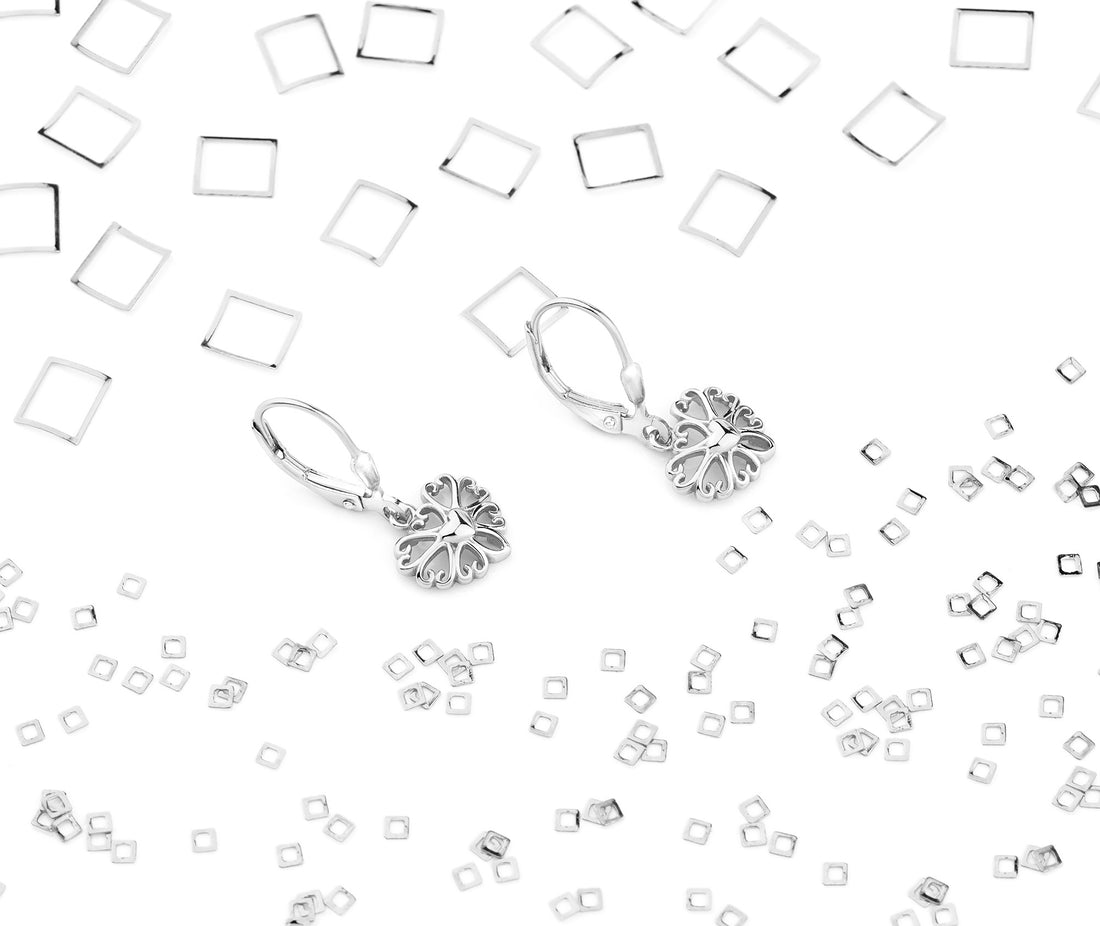 CloseUp Ansicht von Herz Blumen Ohrhänger in 925 Silber von Sofia Milani - E2270