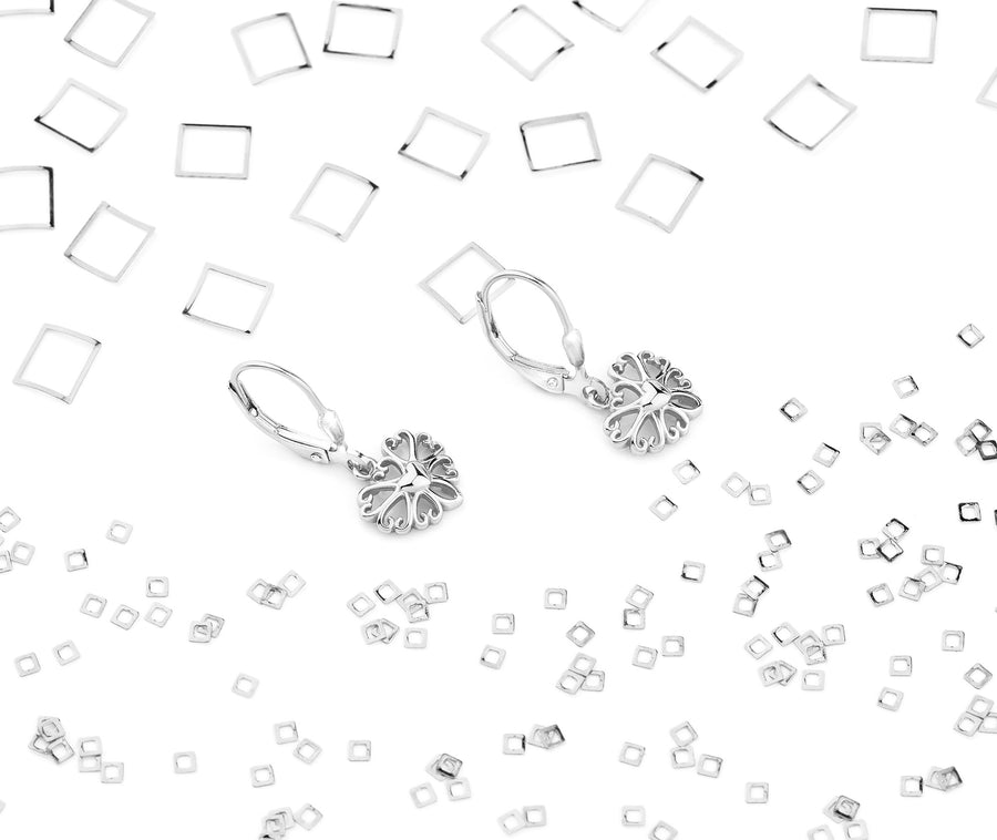CloseUp Ansicht von Herz Blumen Ohrhänger in 925 Silber von Sofia Milani - E2270