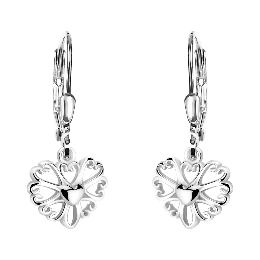 Haupt- und Seitenansicht von Herz Blumen Ohrhänger in 925 Silber von Sofia Milani - E2270