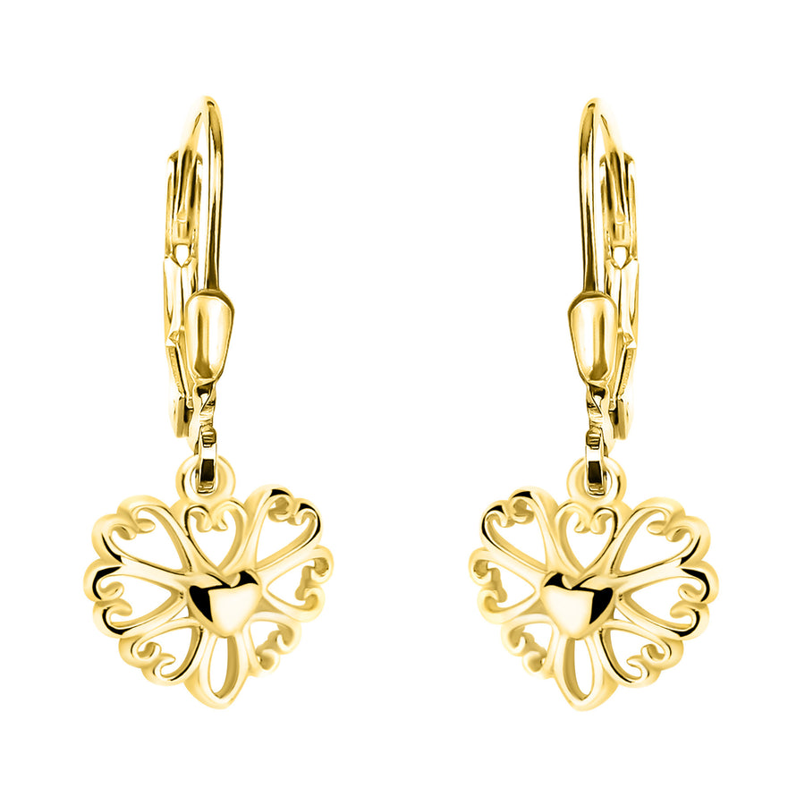 Haupt- und Seitenansicht von Herz Blumen Ohrhänger in 925 Silber von Sofia Milani - E2271