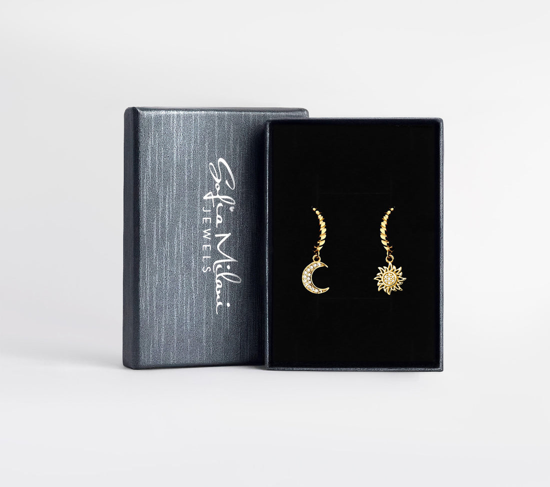 Boxansicht von Mond Kugel Ohrhänger in 925 Silber von Sofia Milani - E2273