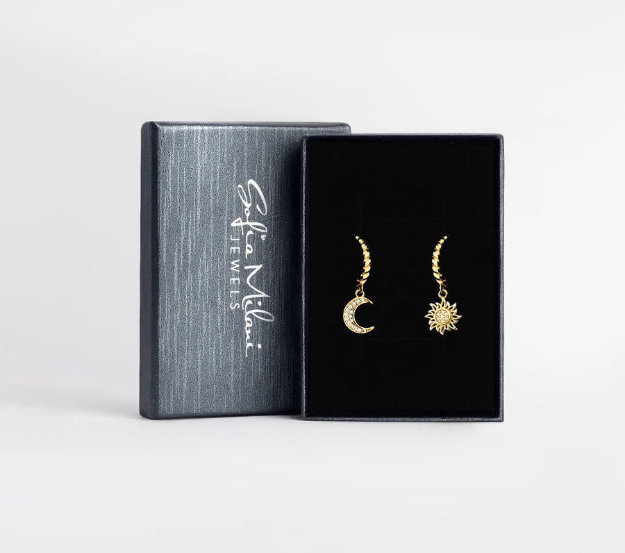 Boxansicht von Mond Kugel Ohrhänger in 925 Silber von Sofia Milani - E2273