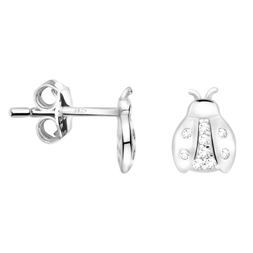 Haupt- und Seitenansicht von Marienkäfer Ohrstecker in 925 Silber von Sofia Milani - E2276