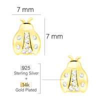Maßenansicht von Marienkäfer Ohrstecker in 925 Silber von Sofia Milani - E2277