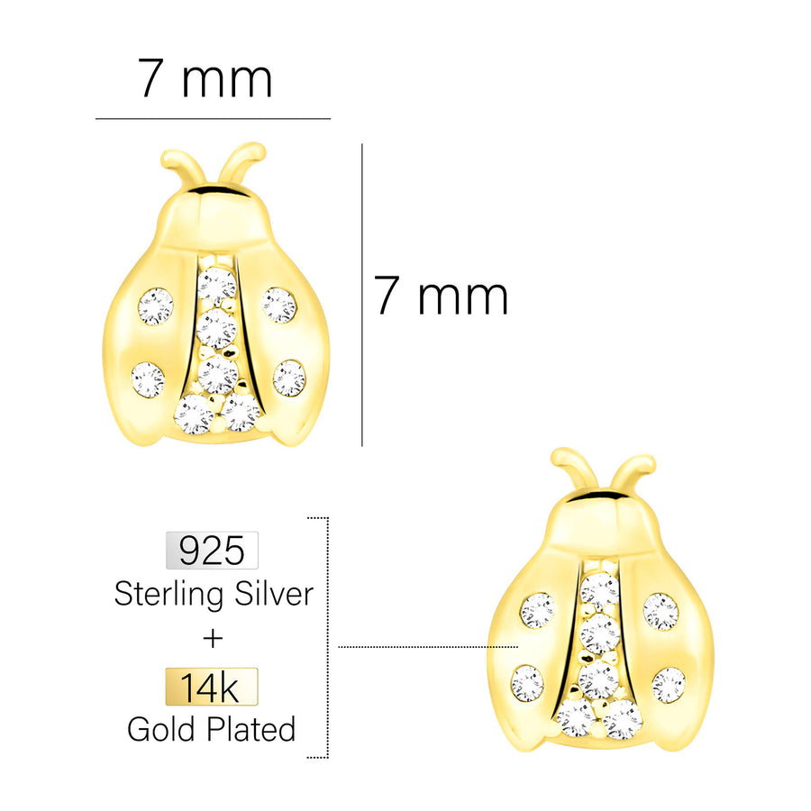 Maßenansicht von Marienkäfer Ohrstecker in 925 Silber von Sofia Milani - E2277