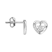 Haupt- und Seitenansicht von Herz Ohrstecker in 925 Silber von Sofia Milani - E2278