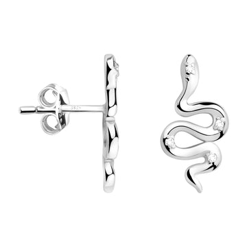 Haupt- und Seitenansicht von Schlangen Ohrstecker in 925 Silber von Sofia Milani - E2282
