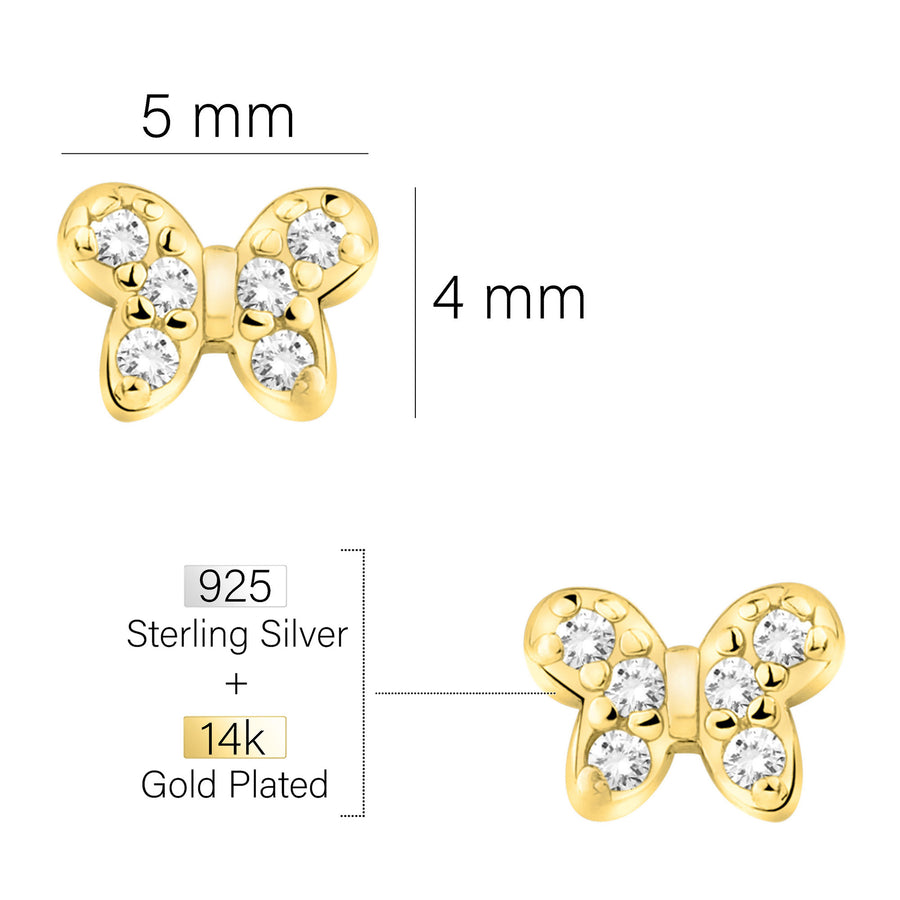 Maßenansicht von Schmetterling Ohrstecker in 925 Silber von Sofia Milani - E2285