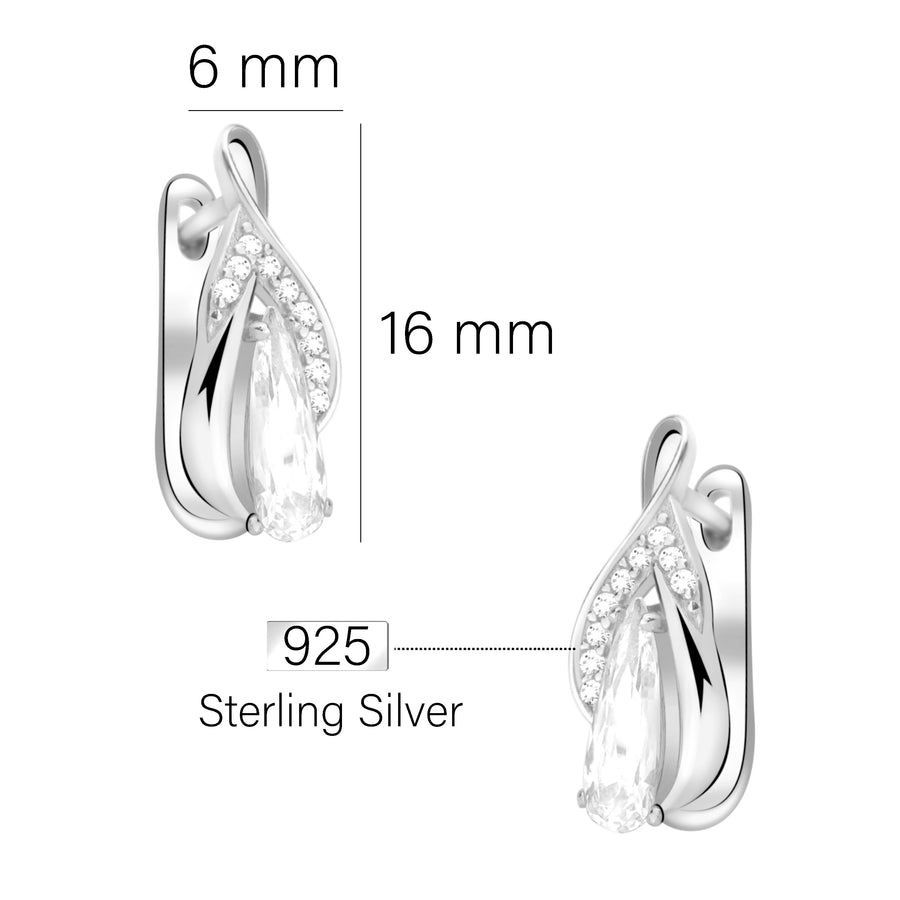 Maßenansicht von Zirkonia Ohrhänger in 925 Silber von Sofia Milani - E2286