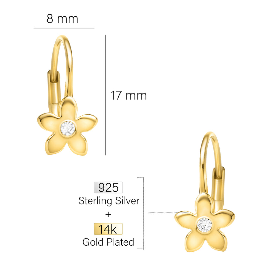 Maßenansicht von Blumen Ohrhänger in 925 Silber von Sofia Milani - E2289