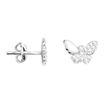 Haupt- und Seitenansicht von Schmetterling Ohrstecker in 925 Silber von Sofia Milani - E2290