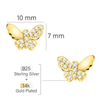 Maßenansicht von Schmetterling Ohrstecker in 925 Silber von Sofia Milani - E2291