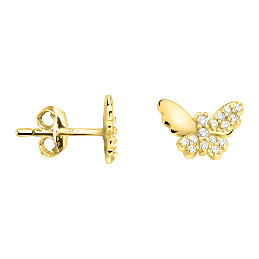 Haupt- und Seitenansicht von Schmetterling Ohrstecker in 925 Silber von Sofia Milani - E2291