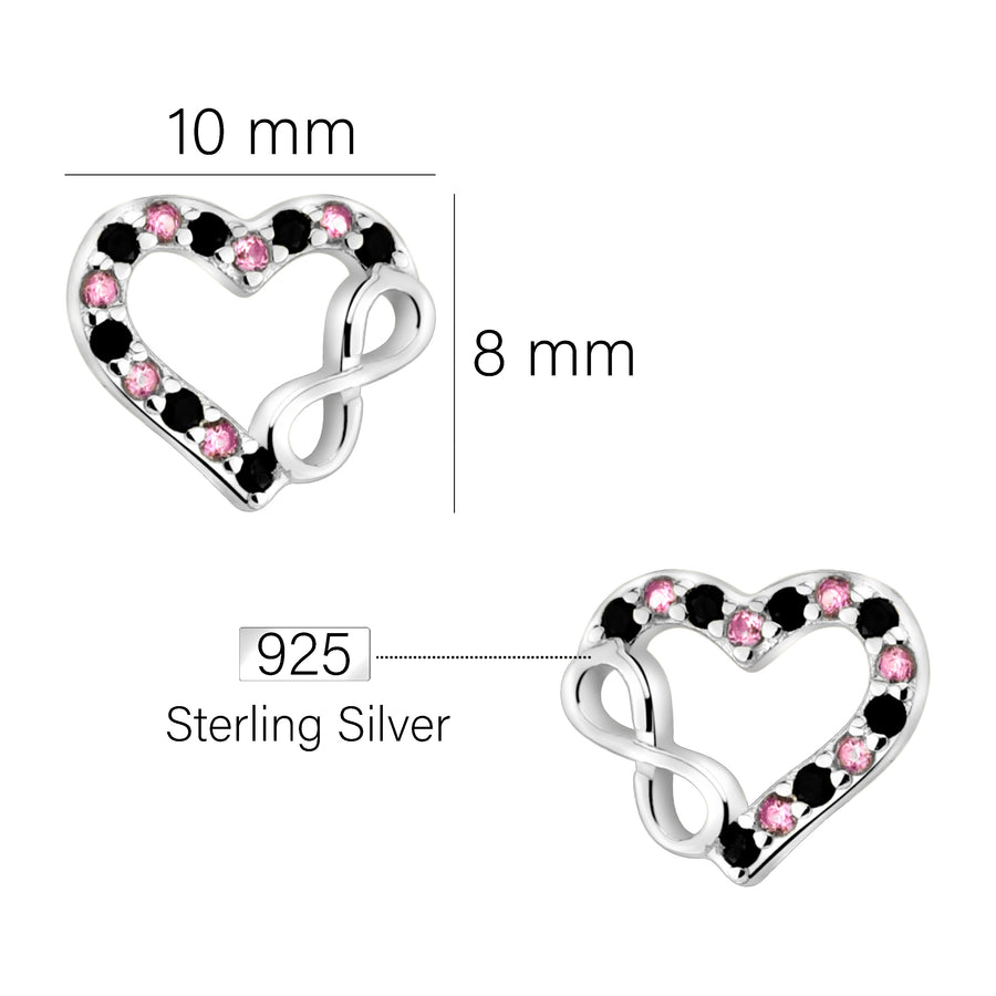 Maßenansicht von Herz Unendlich Infinity Ohrstecker in 925 Silber von Sofia Milani - E2292