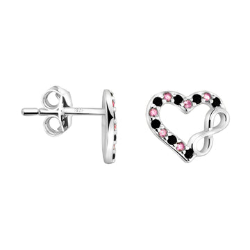 Haupt- und Seitenansicht von Herz Unendlich Infinity Ohrstecker in 925 Silber von Sofia Milani - E2292