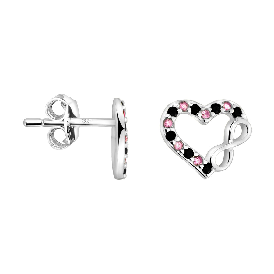 Haupt- und Seitenansicht von Herz Unendlich Infinity Ohrstecker in 925 Silber von Sofia Milani - E2292