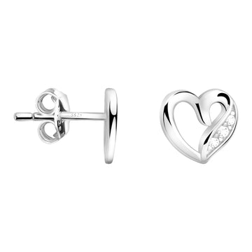 Haupt- und Seitenansicht von Herz Ohrstecker in 925 Silber von Sofia Milani - E2294