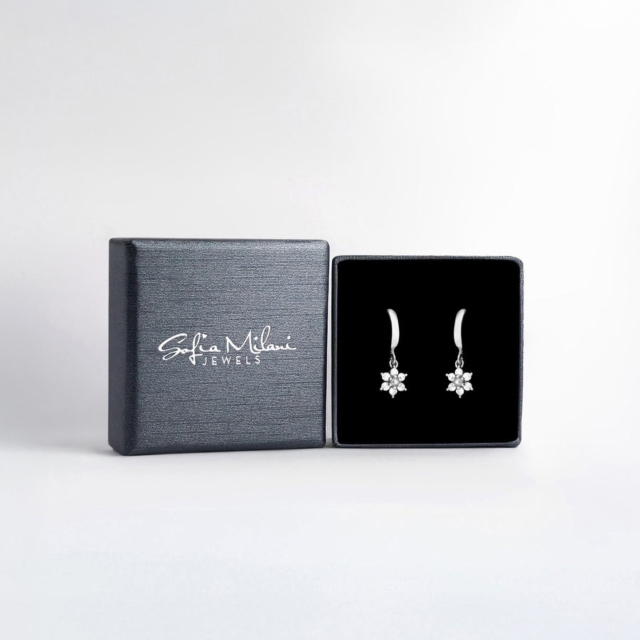 Boxansicht von Blumen Creolen in 925 Silber von Sofia Milani - E2298