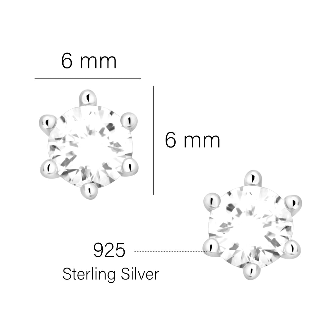 Maßenansicht von Zirkonia Ohrstecker in 925 Silber von Sofia Milani - E2304