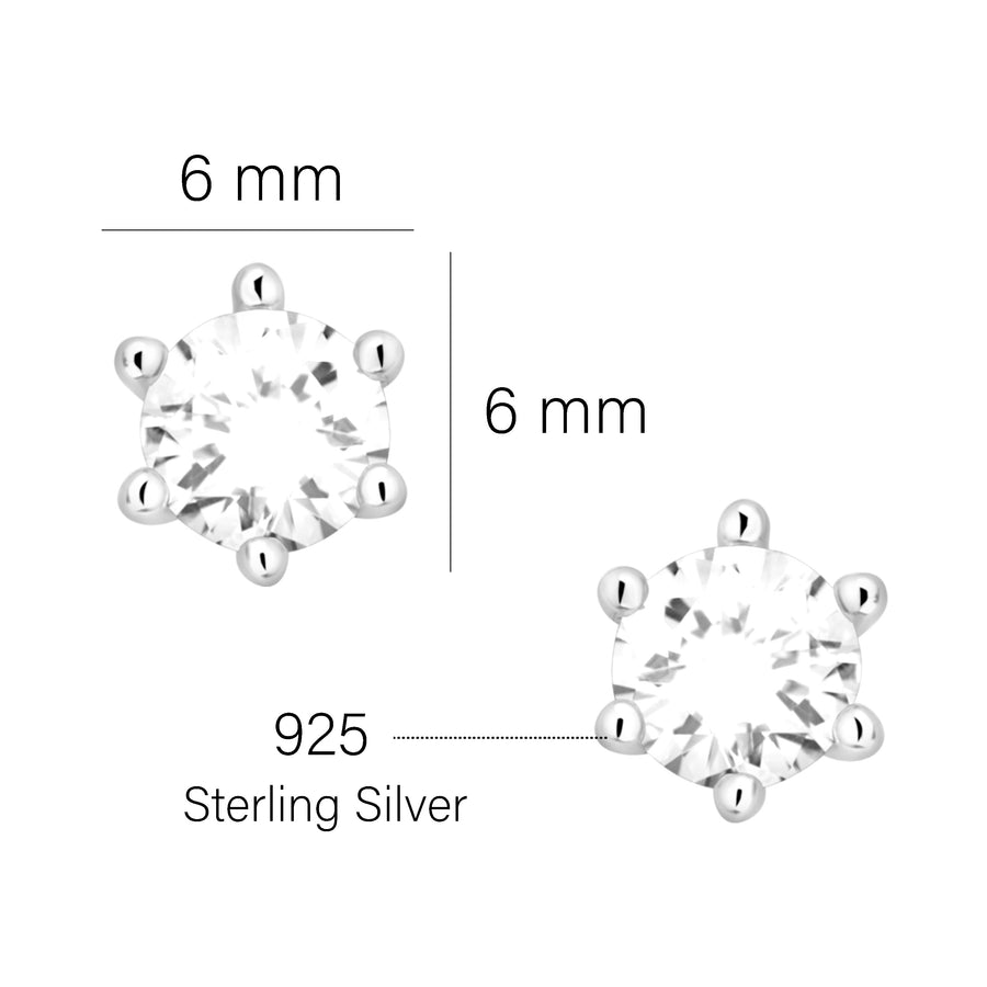 Maßenansicht von Zirkonia Ohrstecker in 925 Silber von Sofia Milani - E2304