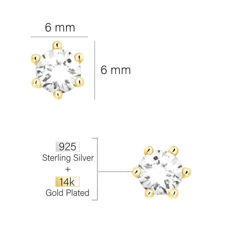 Maßenansicht von Zirkonia Ohrstecker in 925 Silber von Sofia Milani - E2305