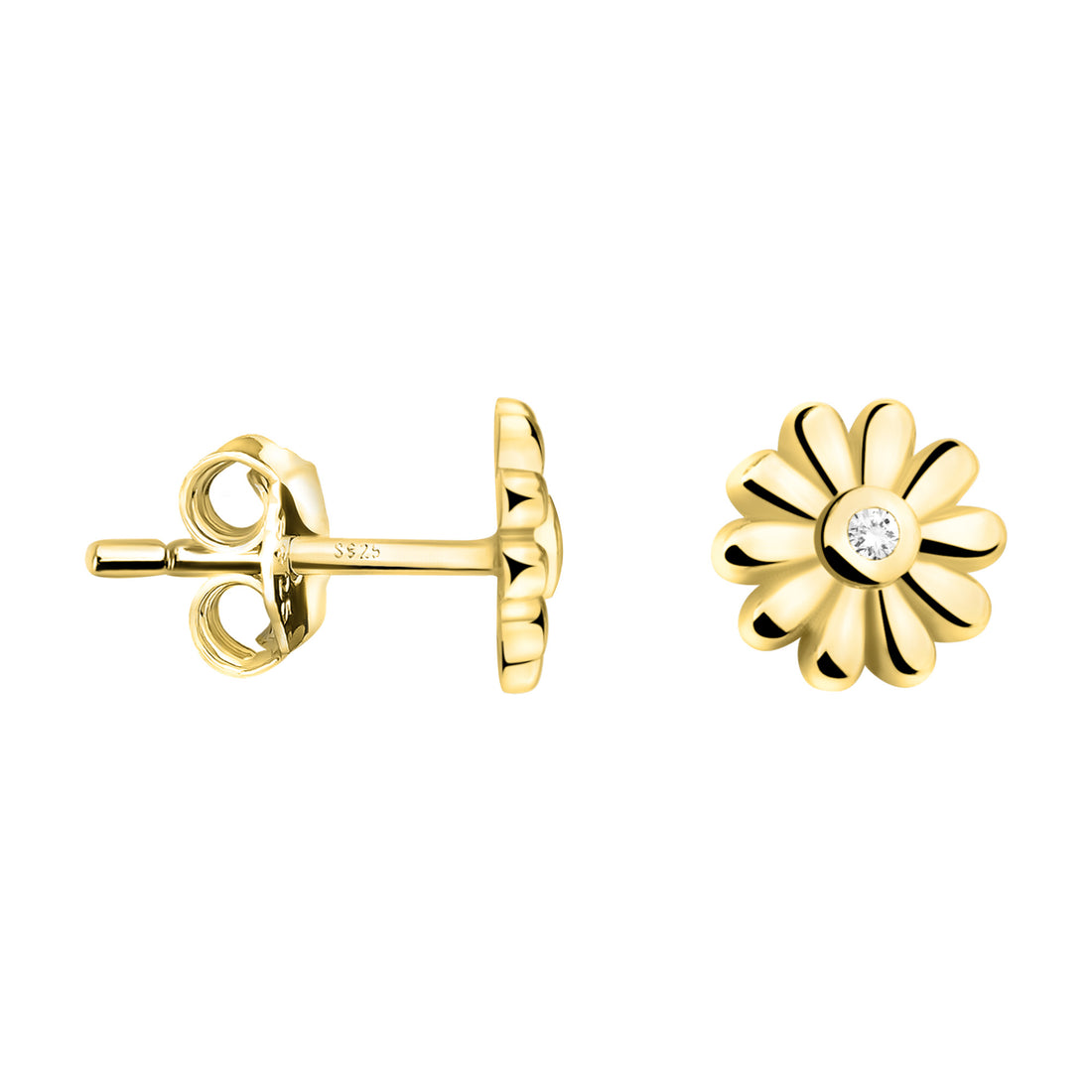 Haupt- und Seitenansicht von Blumen Ohrstecker in 925 Silber von Sofia Milani - E2307