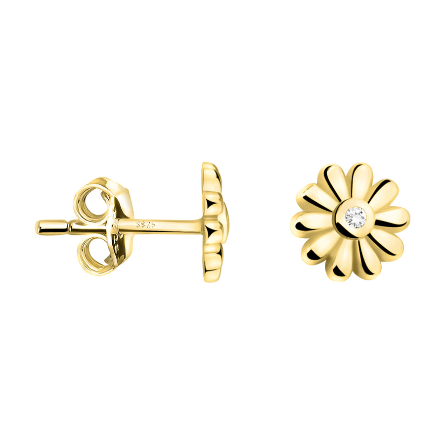 Haupt- und Seitenansicht von Blumen Ohrstecker in 925 Silber von Sofia Milani - E2307