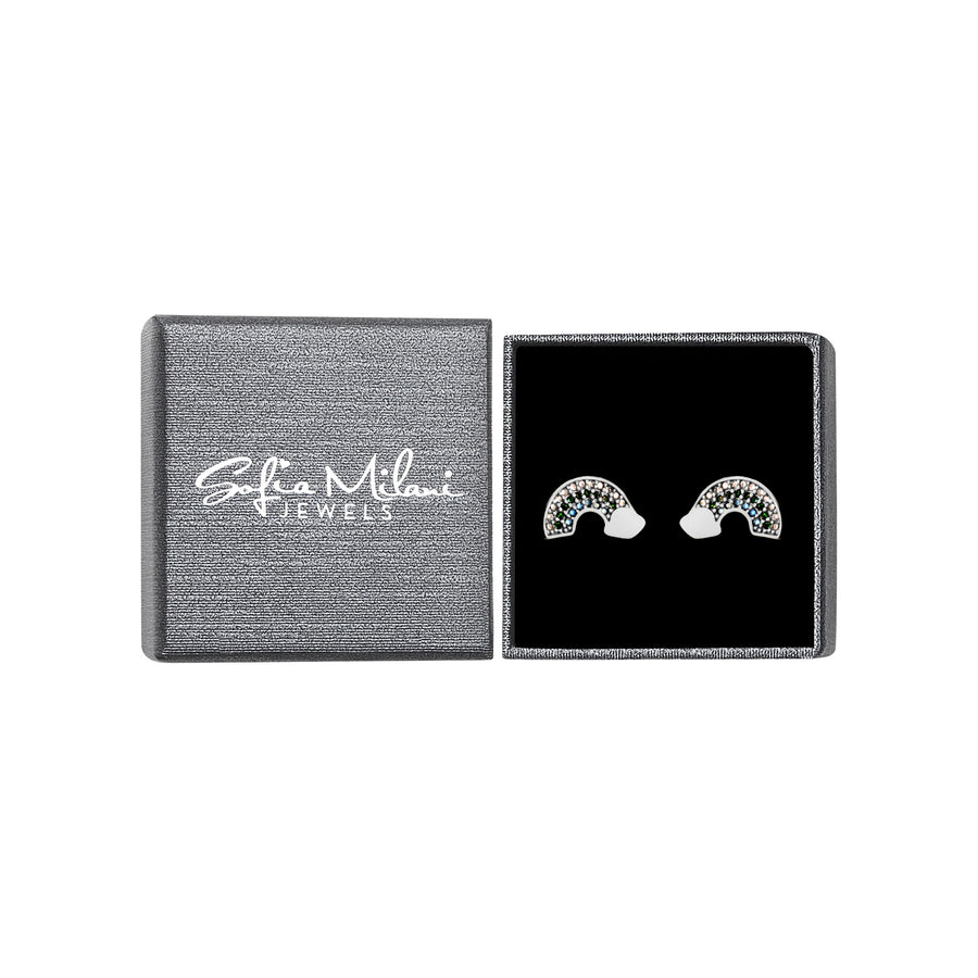 Boxansicht von Regenbogen Ohrstecker in 925 Silber von Sofia Milani - E2310
