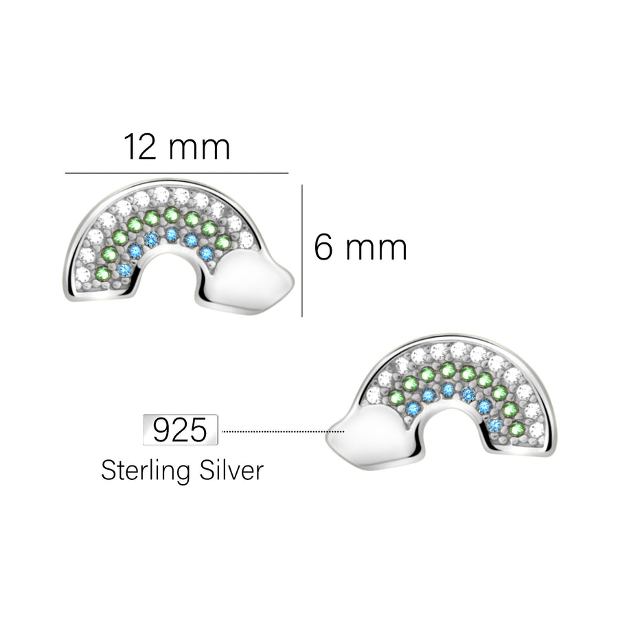 Maßenansicht von Regenbogen Ohrstecker in 925 Silber von Sofia Milani - E2310