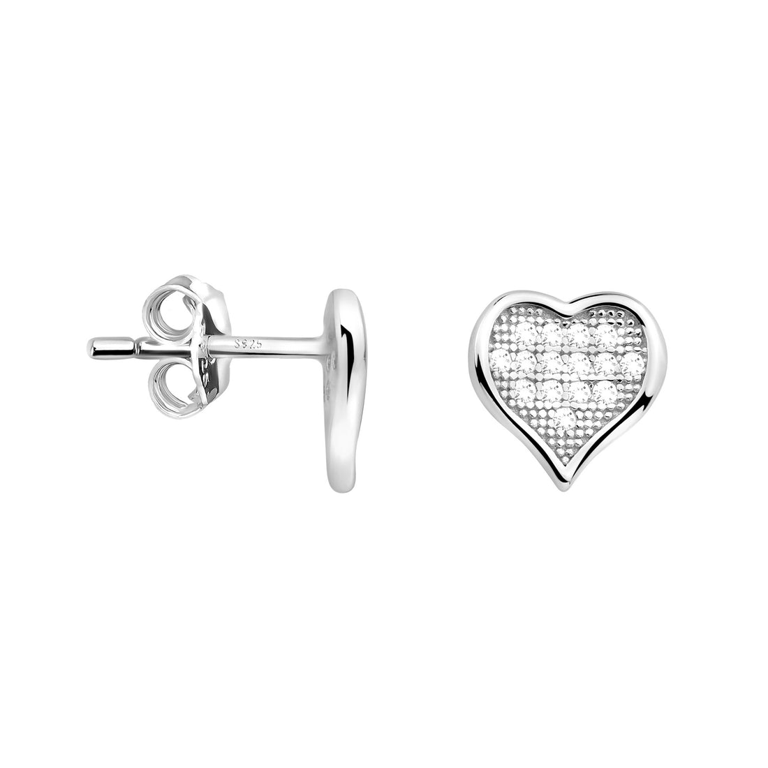 Haupt- und Seitenansicht von Herz Ohrstecker in 925 Silber von Sofia Milani - E2312